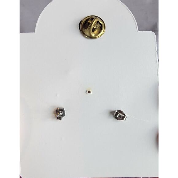 Joe Cool Silver Tabby Cat Pin Earings NOS Made In UK - Picture 6 of 6